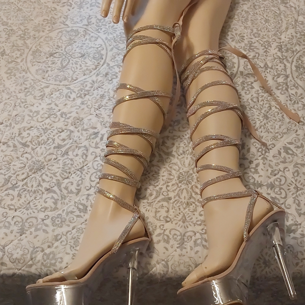 Fashion Nova Rhinestone Gladiator Heels